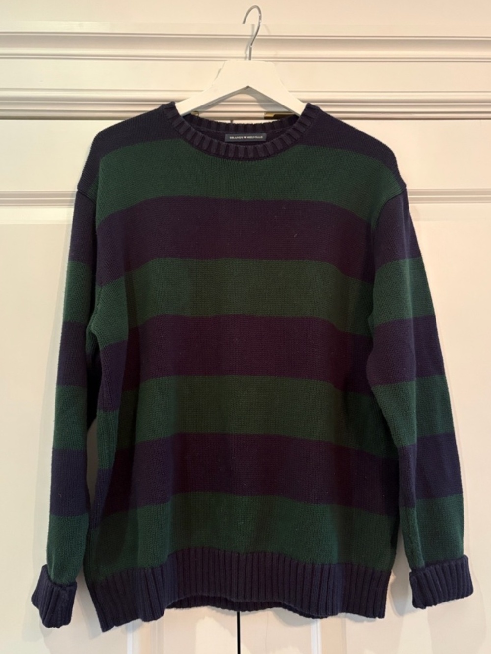 Navy & Green Striped Sweater